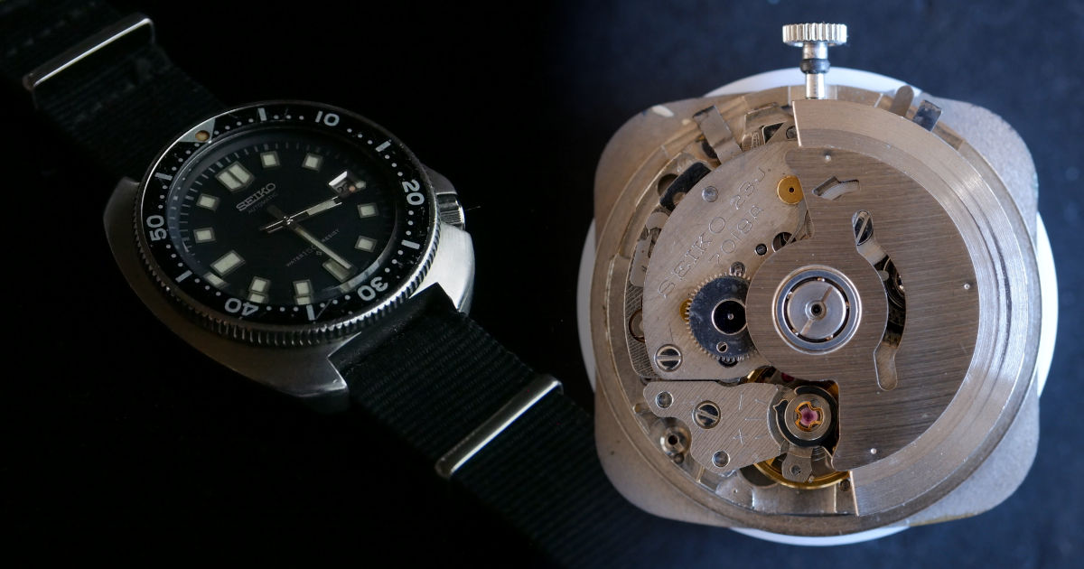 Photo of a Seiko watch and movement.